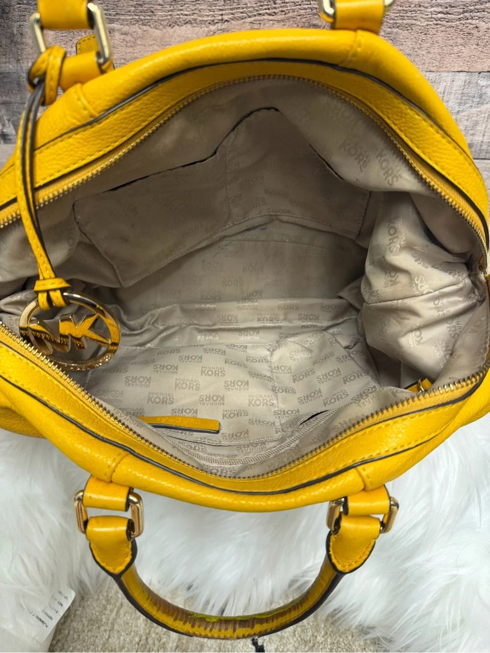 Michael Kors Yellow Leather Satchel Handbag